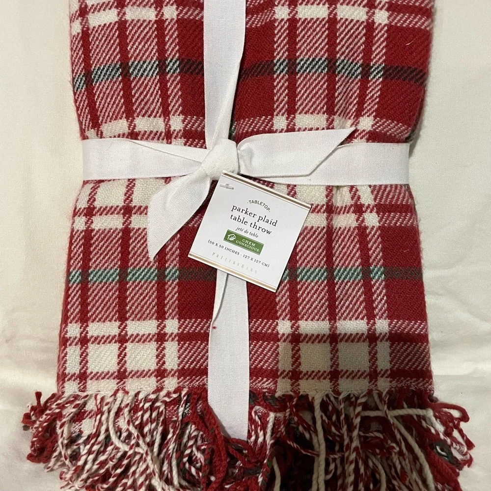 Pottery Barn Parker Plaid Table Throw